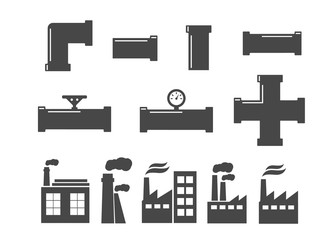 Pipe fittings vector icons set
