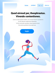 running woman cartoon character sportswoman activities isolated healthy lifestyle concept full length vertical copy space flat vector illustration