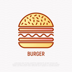 Burger thin line icon. Modern vector illustration.