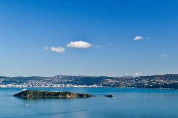 Blue ocean, Blue sky and mountains
