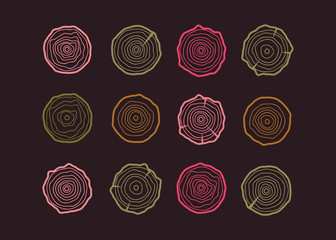 Vector tree rings. Wood texture vector. Abstract circle tree background