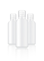 Mock up Realistic White Spray Cosmetic Bottles Set Background Illustration