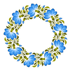 Floral background in ukrainian national style. Petrykivka painting. Vector Illustration