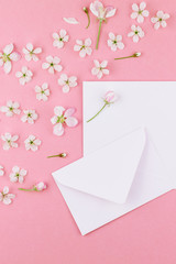 Concept of love letter with envelope and flowers