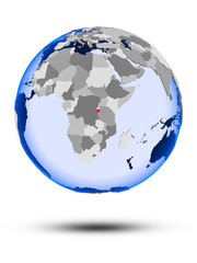 Burundi on globe