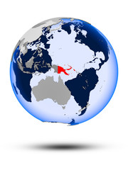 Papua New Guinea on globe