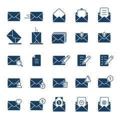 Envelope Mail icon set. Vector isolated symbol collection in flat style