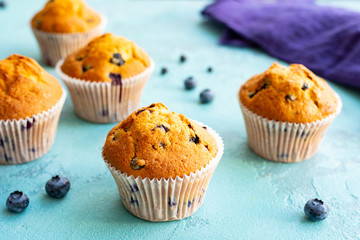 Sweet muffins with fresh blueberry