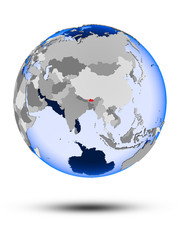 Bhutan on globe