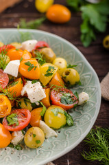 Fresh tomato olives salad feta cheese