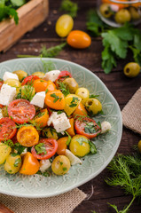 Fresh tomato olives salad feta cheese