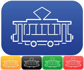 Obraz premium Set of icons with a vintage tram