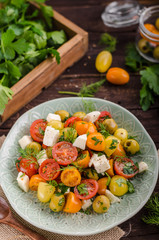 Fresh tomato olives salad feta cheese