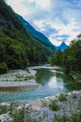 Fototapeta na wymiar Alpine landscape with the image of Piave river