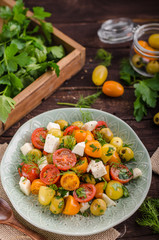 Fresh tomato olives salad feta cheese