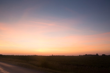Naklejka na ściany i meble Summer sunset on the farm