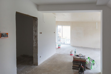 House interior at painting and renovation