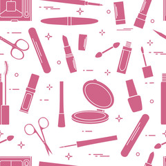 Pattern of decorative cosmetics, nail tools.