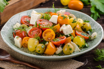 Fresh tomato olives salad feta cheese
