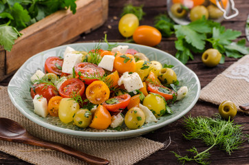 Fresh tomato olives salad feta cheese