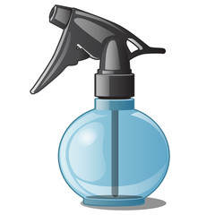 Plastic bottle with sprayer isolated on white background. Tools for home care, hygienic and sanitary cleanliness, indoor plants and flowers. Vector illustration.