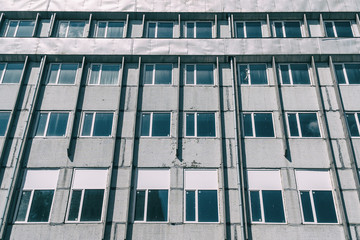 Windows on the facade of the old building