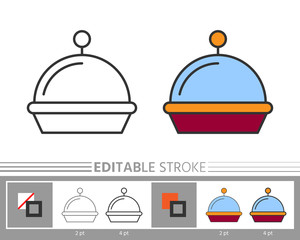 Restaurant serving tray cloche linear icon