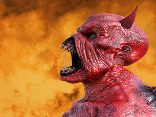 3D rendering of a screaming devil.