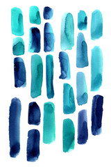 Blue Watercolor background for textures. Abstract watercolor background. Ink stains on paper. The color of the sea, blue, turquoise, color of the sky