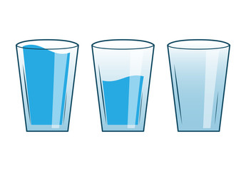 Full, Half, and Empty Glasses of Water