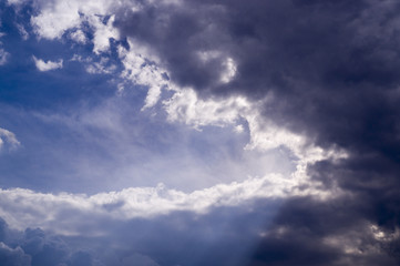 blue sky with white and gray clouds; cumulus. background; nature