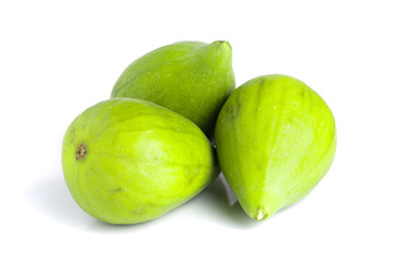 Ripe green fig fruit isolated on white background