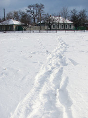 human traces on snow