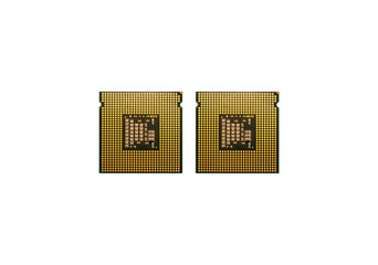 two cpu chips isolated on white