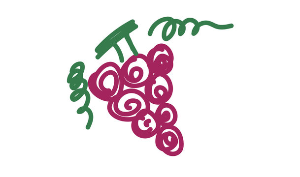 vino, icona, vettoriale, grappolo, uva, vite, 
