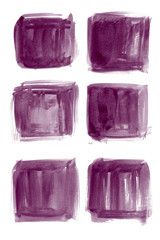 Set watercolor blobs, isolated on white background. Shape design blank watercolor colored rounded shapes web buttons on white background. Divorces paint. Red wine. Marsala