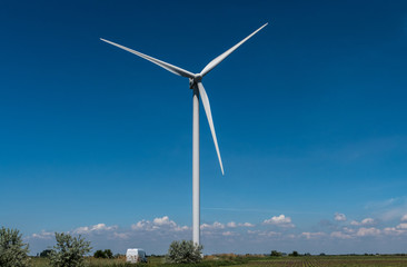 Wind turbines electricity blue sky