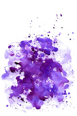 Ultra violet. Abstract paint spots on white background. Color watercolor stains and blots.