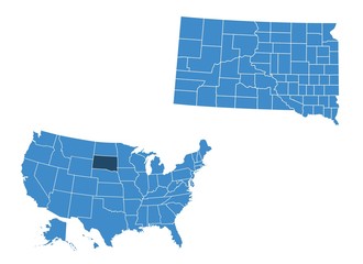 Map of South Dakota state - obrazy, fototapety, plakaty