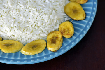Brazilian cuisine: coconut rice with fried banana