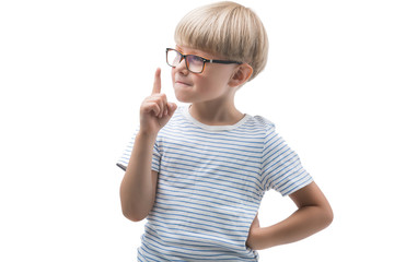 Adorable schoolboy isolated