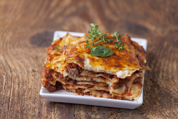 Nahaufnahme einer Lasagne