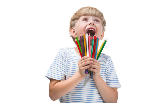 Adorable schoolboy isolated