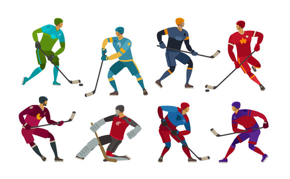 Hockey players. Sport concept. Cartoon vector illustration
