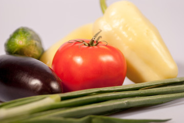 vegetables tomato aubergines pepper bulgarian cucumbers close-up
