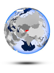 Kyrgyzstan on globe