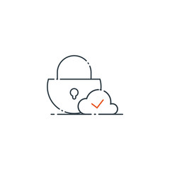 Secure cloud server, line modern icon