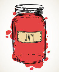 Hand drawn berry jam jar