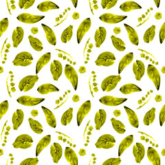 Watercolor floral pattern, delicate flowers. Seamless summer print for fabric, textile, wrapping, wallpaper, background. Vintage botanical set. Wedding, holiday, birthday. Bright botanical colllection