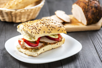 homemade roasted ham sandwich